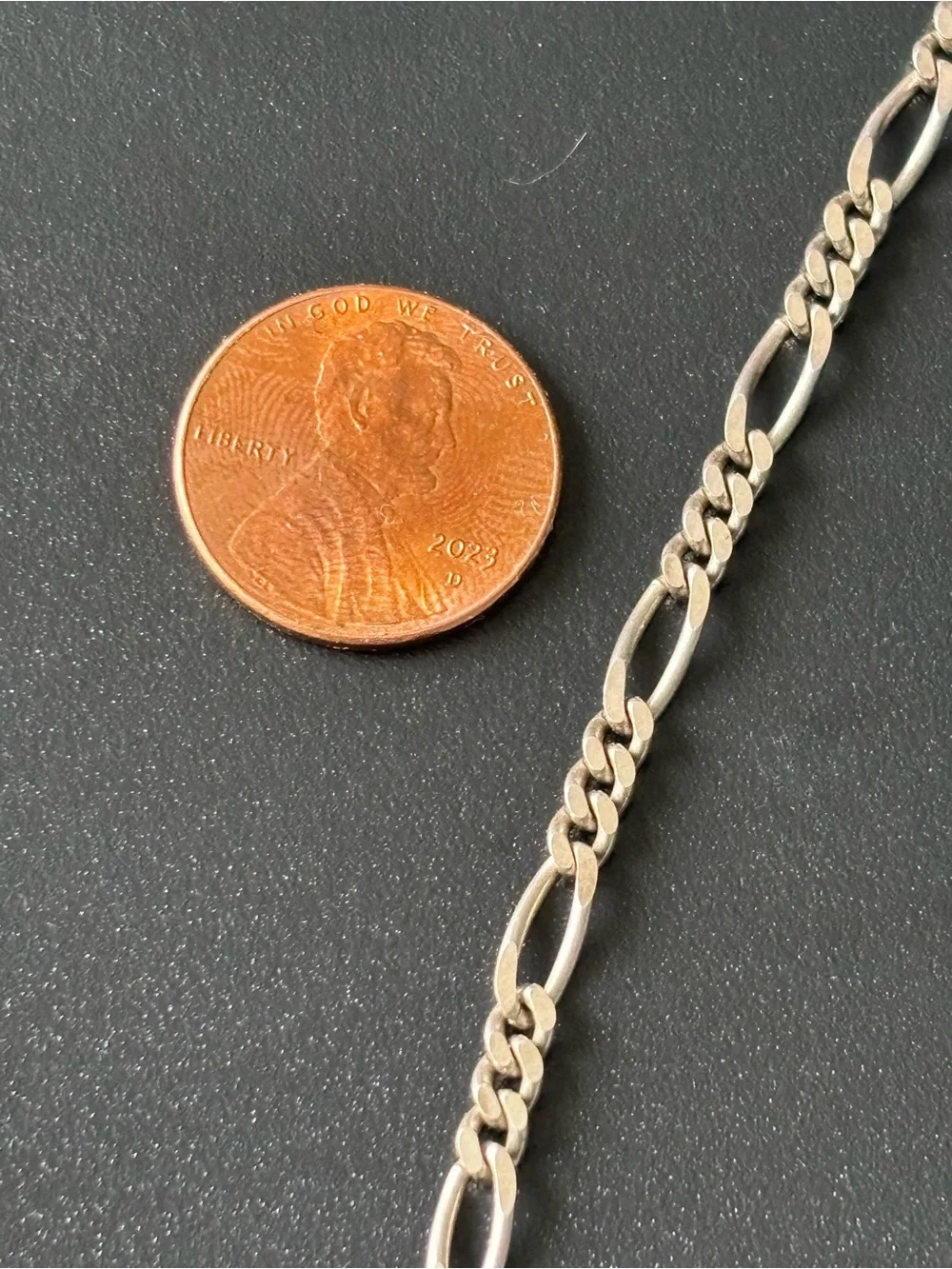 .925 sterling silver FIGARO CHAIN LINK NECKLACE thick lobster clasp UNISEX 19”